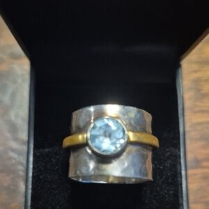 Blue Topaz Sterling Silver Ring Size 7 1/2